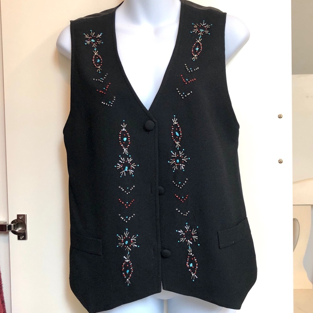 Black vest with beaded embellishments